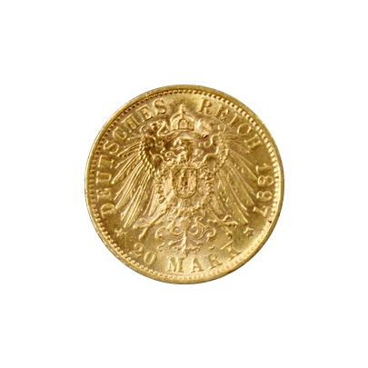Zlatá mince 20 Marka Vilém II. Württemberský 1897