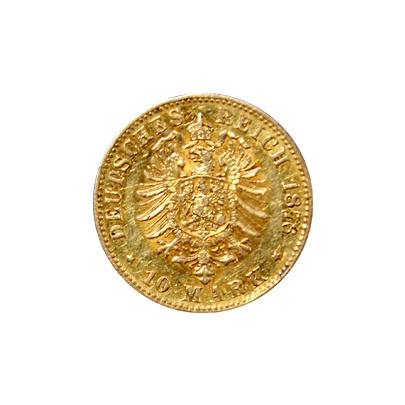 Zlatá mince 10 Marka Ludvík III. Hesenský 1876