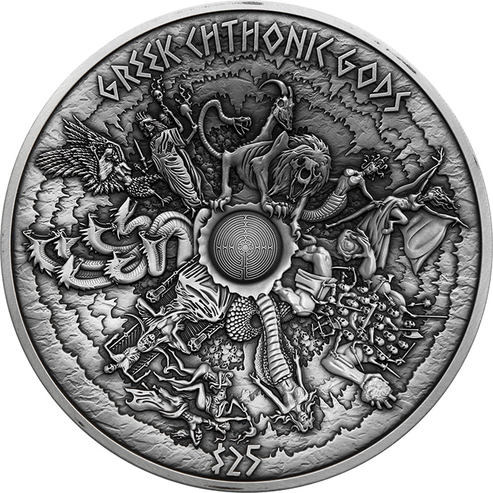 Strieborná minca 1 Kg Grécki bohovia podsvetia 2017 Antique Štandard