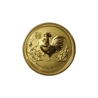 Zlatá investiční mince Year of the Rooster Rok Kohouta Lunární 1/4 Oz 2017