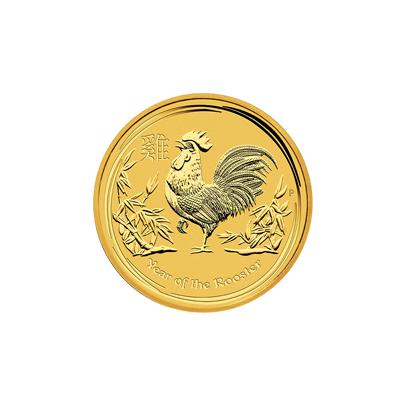 Zlatá investiční mince Year of the Rooster Rok Kohouta Lunární 10 Oz 2017