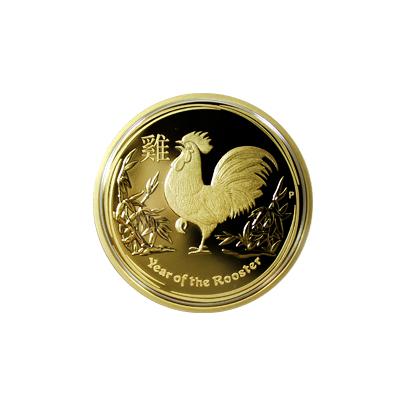 Exkluzivní Zlatá mince Year of the Rooster Rok Kohouta Lunární 1 Oz 2017 Proof