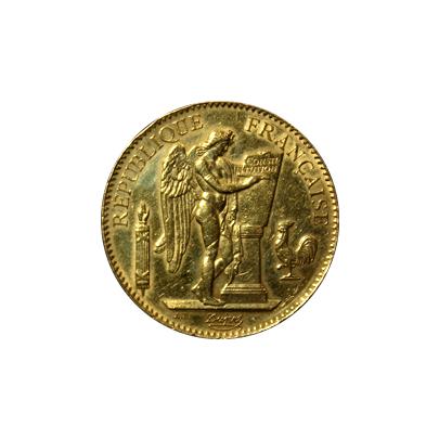 Zlatá mince 100 Frank Anděl - Génius 1886