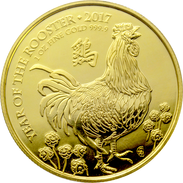 Zlatá investiční mince Rok Kohouta Lunární The Royal Mint 1 Oz 2017