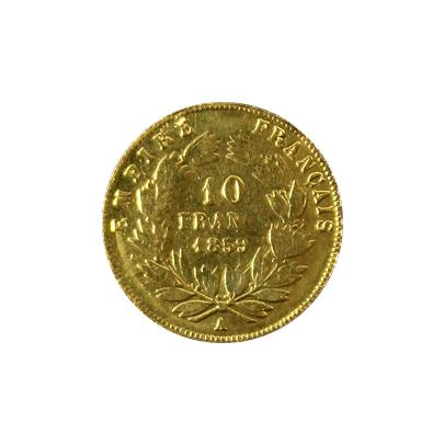 Zlatá mince 10 Frank Napoleon III. 1859 A