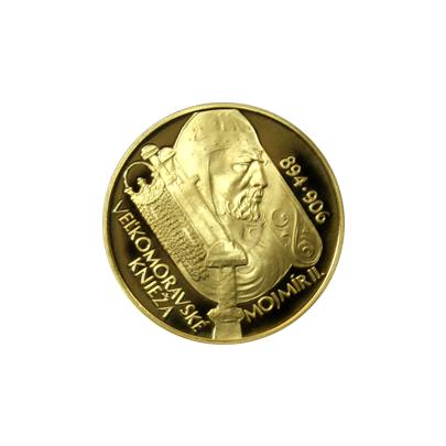 Přední strana Zlatá minca 5000 Sk Velkomoravský Knieža Mojmír II. 1100. výročie úmrtia 2006 Proof