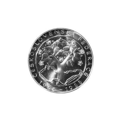 Stříbrná mince 500 Kčs Československá federace 20. výročí 1988