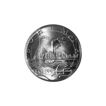 Stříbrná mince 50 Kčs Parník Bohemia 150. výročí 1991