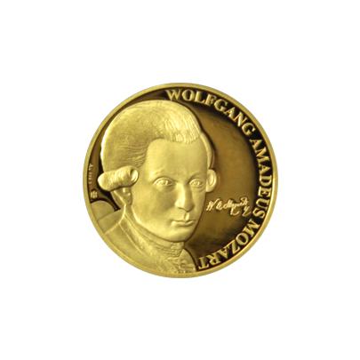 Zlatá půluncová mince Wolfgang Amadeus Mozart 2017 Proof