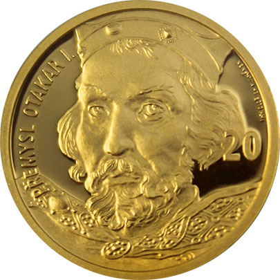 Zlatá medaile s motivem 20 Kč bankovky - Přemysl Otakar I. 2017 Proof