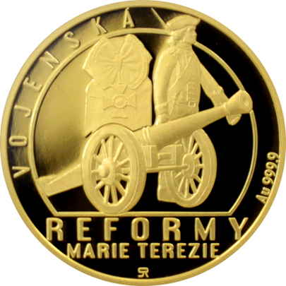 Zlatá čtvrtuncová mince Reformy Marie Terezie - vojenská 2017 Proof