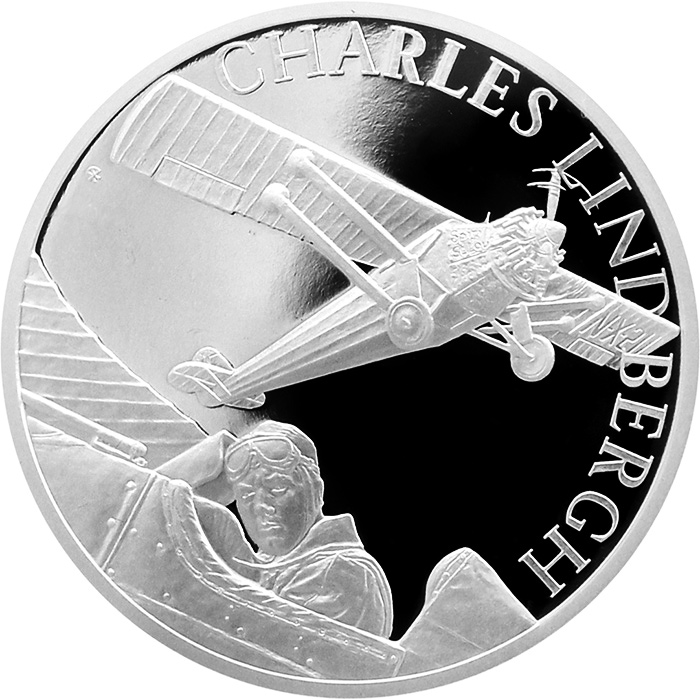 Strieborná minca Storočie létaiania - Charles Lindbergh 2017 Proof