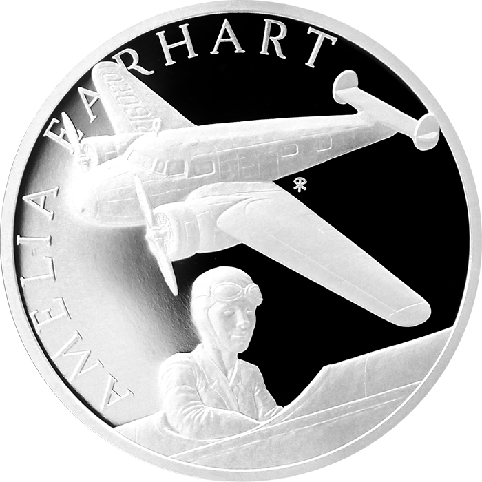 Přední strana Strieborná minca Storočie lietania - Amélia Earhartová 2017 Proof