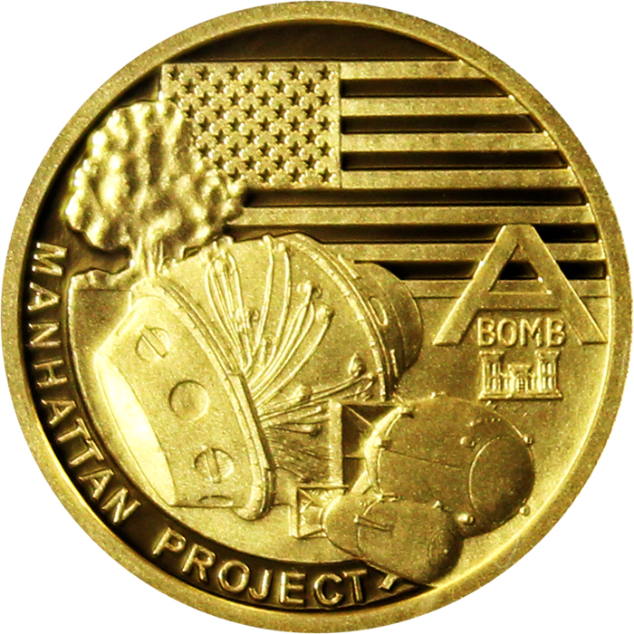 Přední strana Zlatá mince Válečný rok 1942 - Projekt Manhattan 2017 Proof
