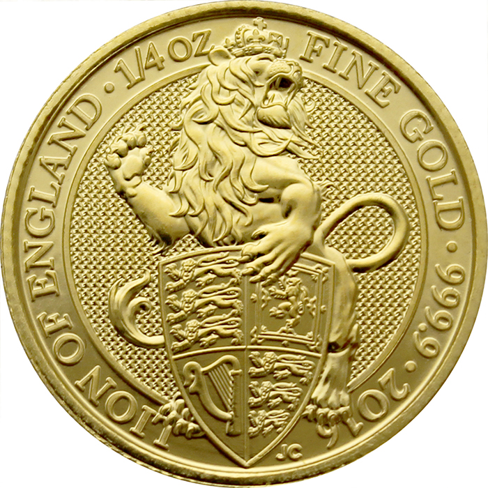Zlatá investiční mince The Queen's Beasts The Lion 1/4 Oz 2016