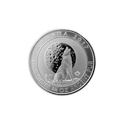 Přední strana Stříbrná investiční mince Wolf Moon 3/4 Oz