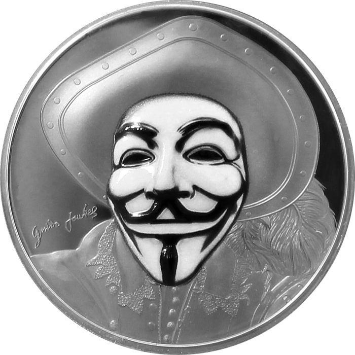 Strieborná minca Anonymous V jako Vendeta 1 Oz 2017 Proof
