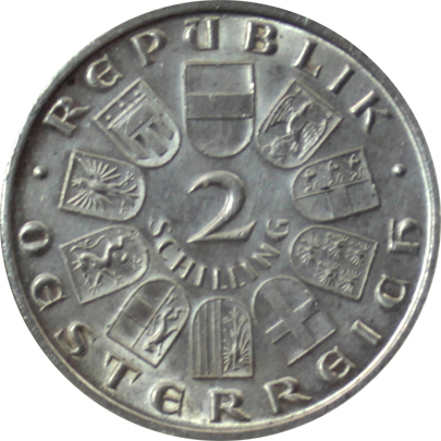 Stříbná mince Franz Schubert 2 Schilling 1928