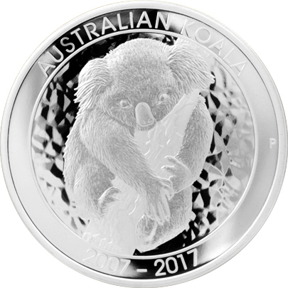 Stříbrná mince 10 Oz Koala 10. výročí 2017 Proof