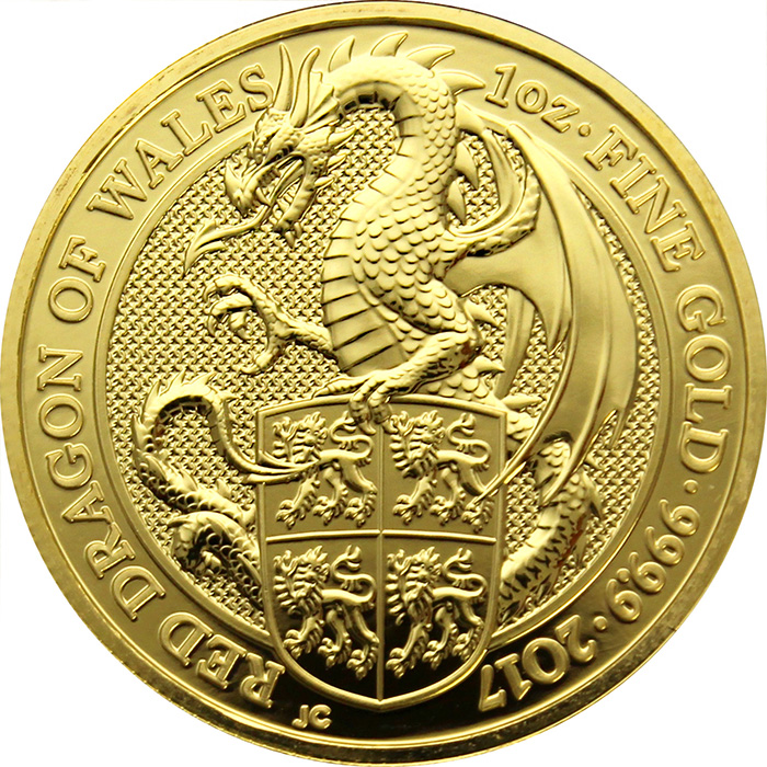 Zlatá investičná minca The Queen´s Beasts Red Dragon 1 Oz 2017