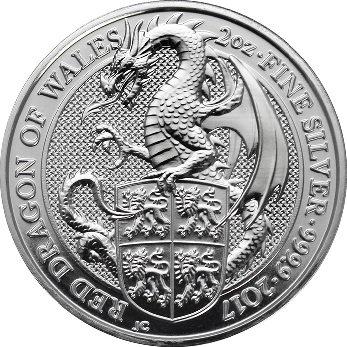 Stříbrná investiční mince The Queen's Beasts Red Dragon 2 Oz 2017