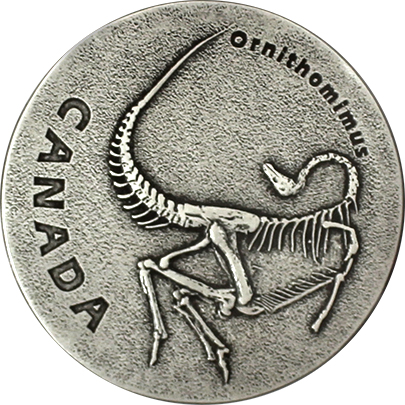 Přední strana Strieborná minca Ornithomimus 1 Oz 2017 Antique Štandard
