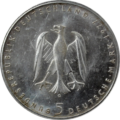Stříbrná mince 5 Marka Heinrich von Kleist 1977