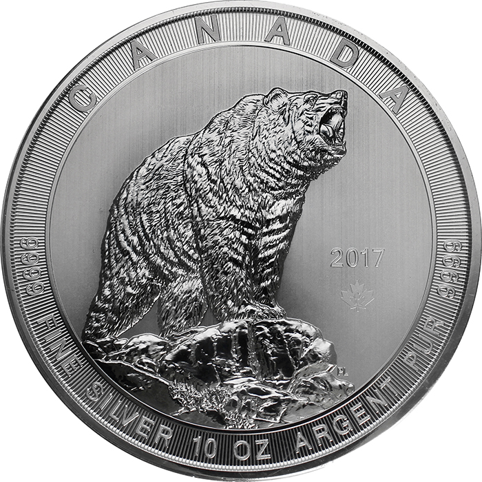 Strieborná investičná minca Grizzly 10 Oz 2017