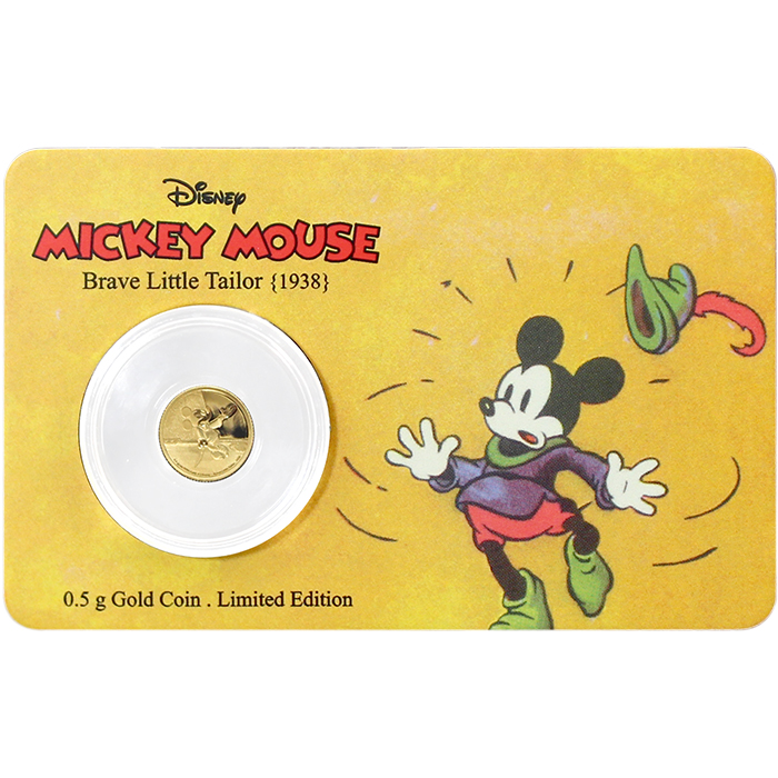 Přední strana Zlatá mince Mickey Mouse - Brave Little Tailor 2016 Proof
