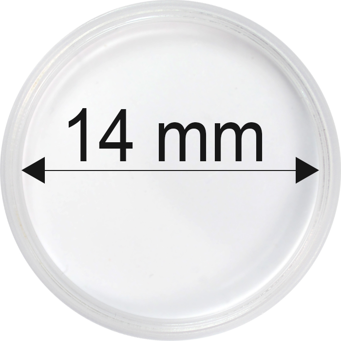 Plastové kapsle na mince o průměru 14 mm - 10 ks