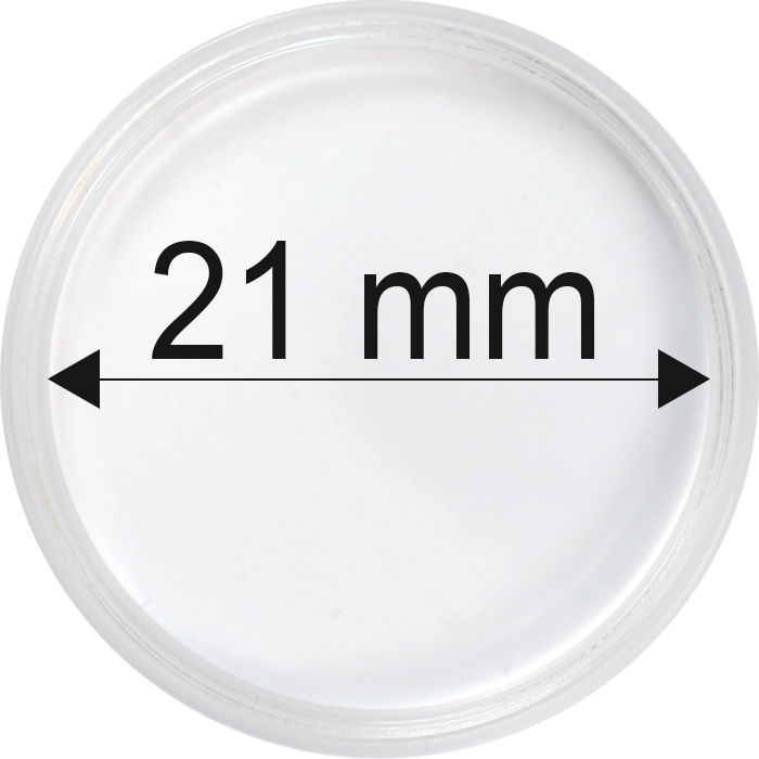 Plastové kapsle na mince o průměru 21 mm - 10 ks