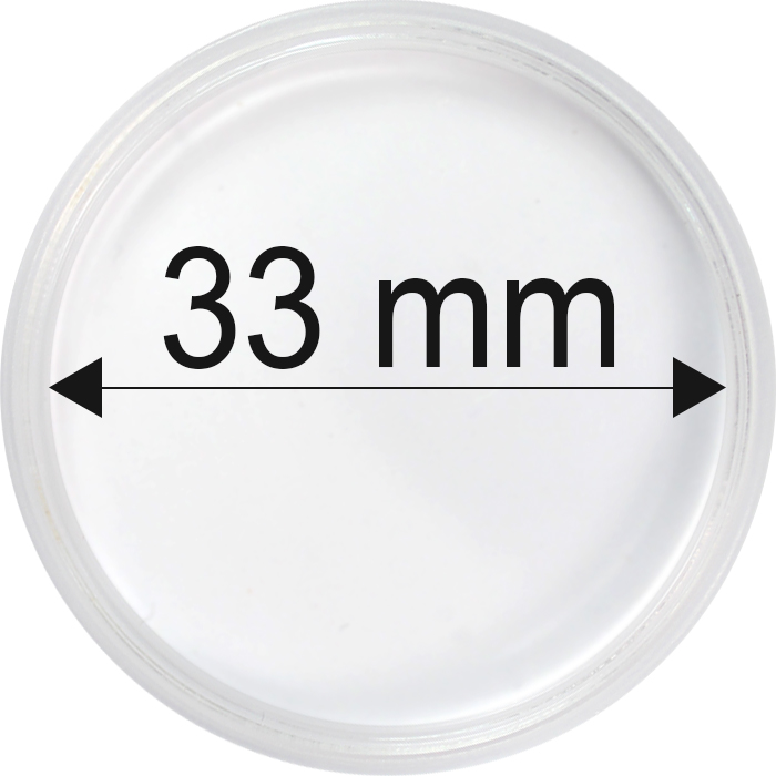 Plastové kapsle na mince o průměru 33 mm - 10 ks