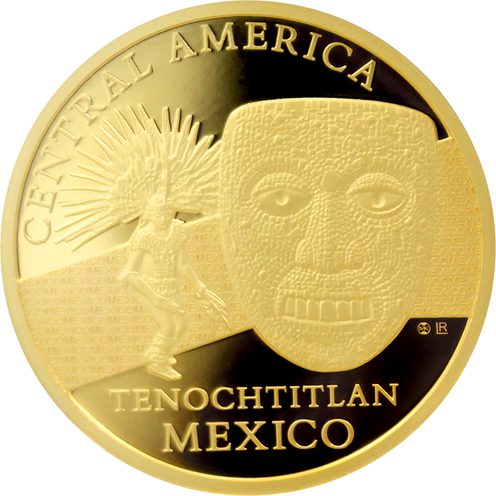 Přední strana Zlatá investičná minca Maska z regionu Mexiko - Tenochtitlan 1 Oz 2015