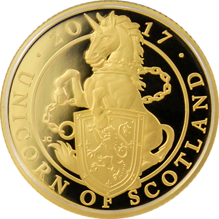 Přední strana Zlatá minca Unicorn of Scotland 1/4 Oz 2017 Proof