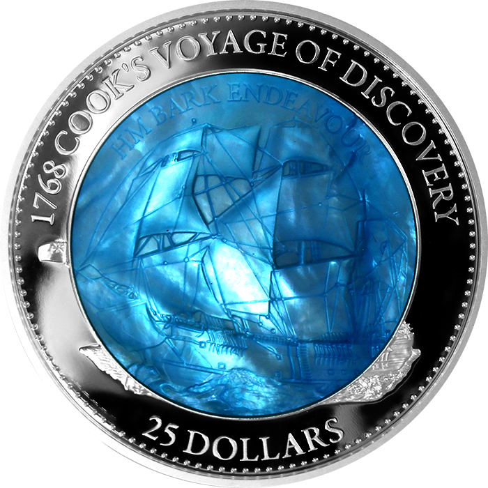 Stříbrná mince 5 Oz HMS Endeavour 250. výročí 2018 Perleť Proof