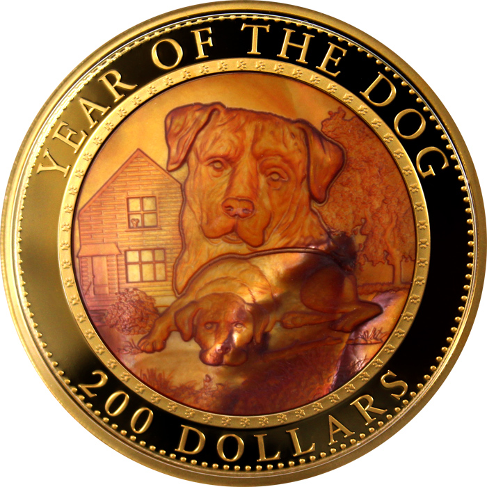 Zlatá mince 5 Oz Year of the Dog - Rok Psa 2018 Perleť Proof