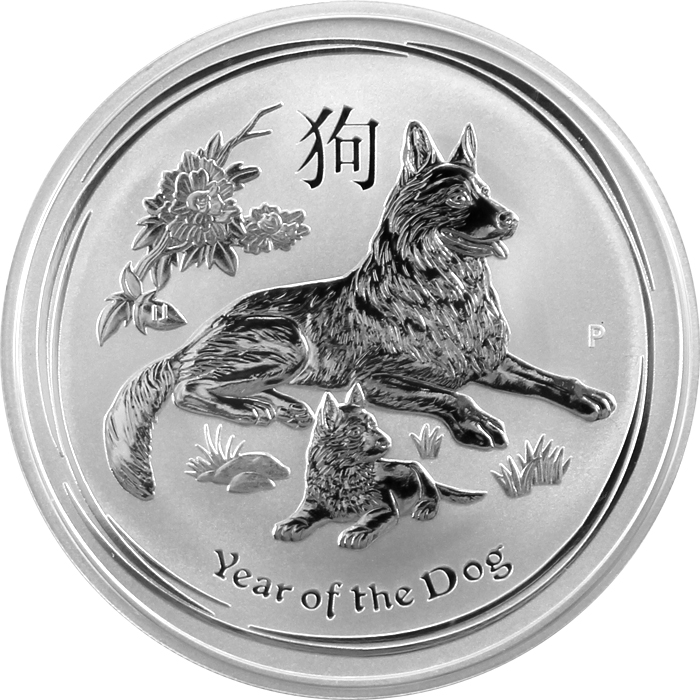 Strieborná investičná minca Year of the Dog Rok Psa Lunárny 2 Oz 2018