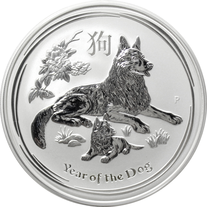 Stříbrná investiční mince Year of the Dog Rok Psa Lunární 5 Oz 2018