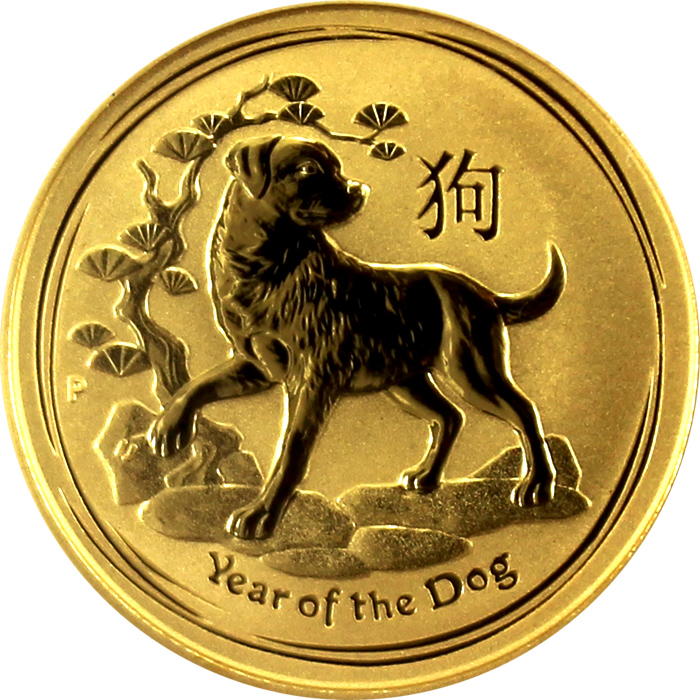Zlatá investičná minca Year of the Dog Rok Psa Lunárny 1/4 Oz 2018