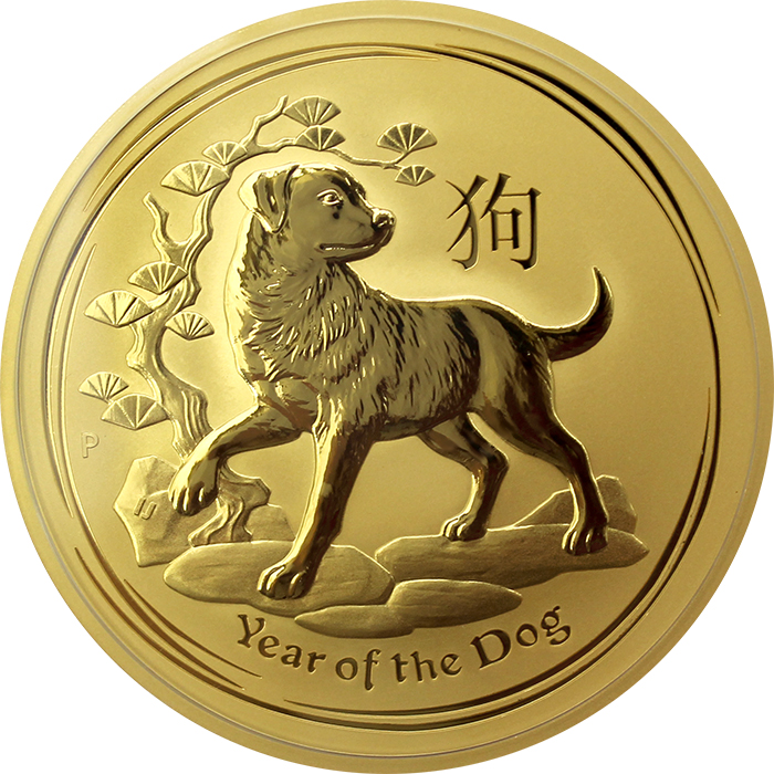 Zlatá investičná minca Year of the Dog Rok Psa Lunárny 10 Oz 2018