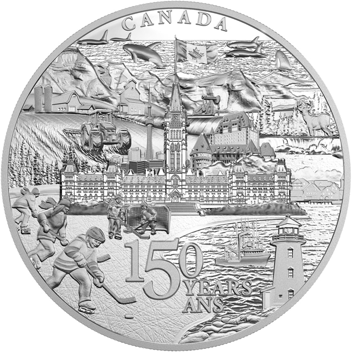 Přední strana Strieborná minca 5 Kg Kanada 150. výročie 2017 Proof