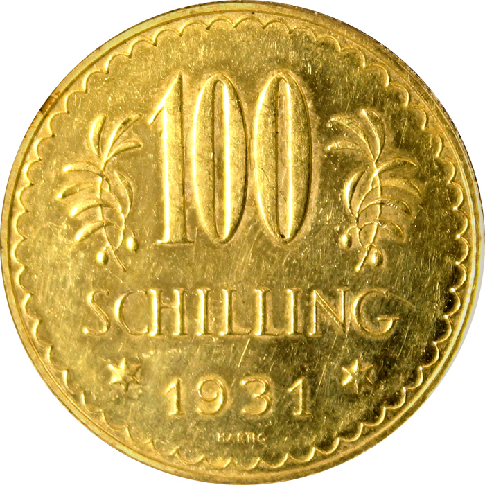 Zlatá mince 100 Šilink 1931