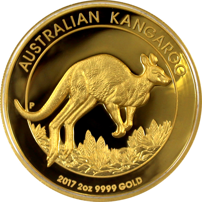 Přední strana Zlatá mince Australian Kangaroo 2 Oz 2017 High Relief Proof