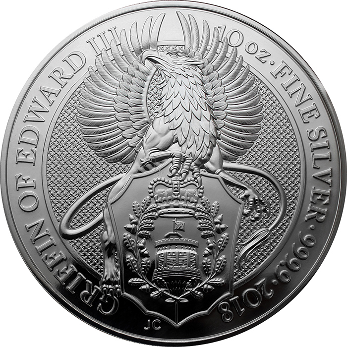 Stříbrná investiční mince The Queen's Beasts The Griffin 10 Oz 2018