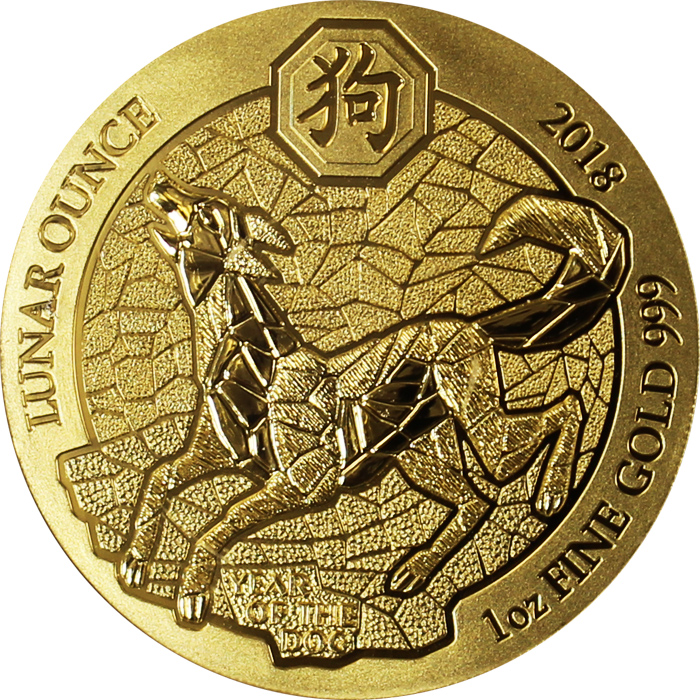 Zlatá mince 1 Oz Rok Psa Rwanda 2018