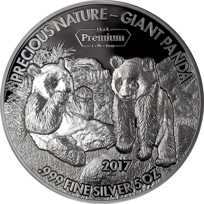 Stříbrná mince Panda 5 Oz Black Premium Collection 2017 Proof