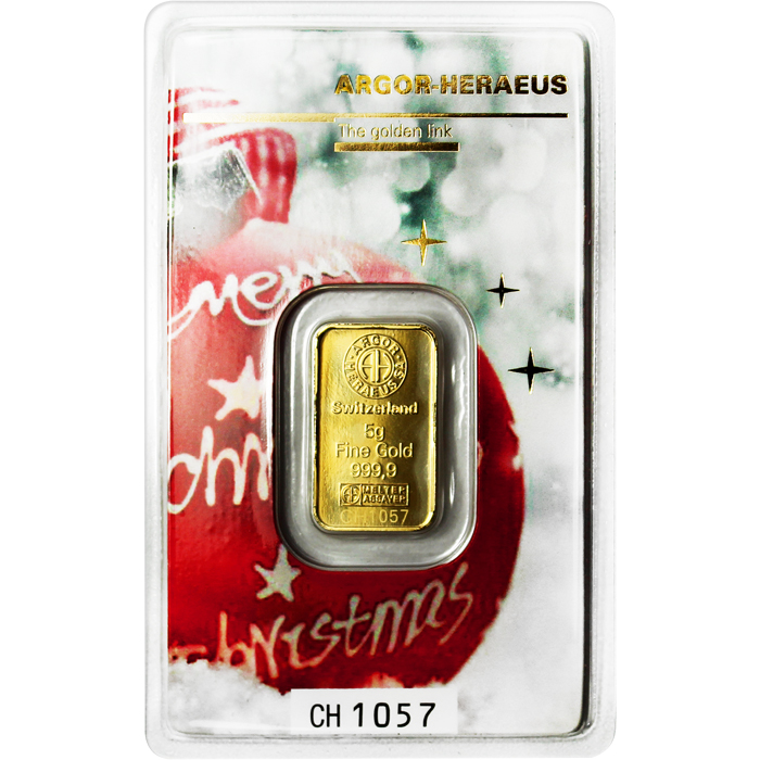 5g Argor Heraeus Christmas Edition - Vánoční edice investiční zlatý slitek