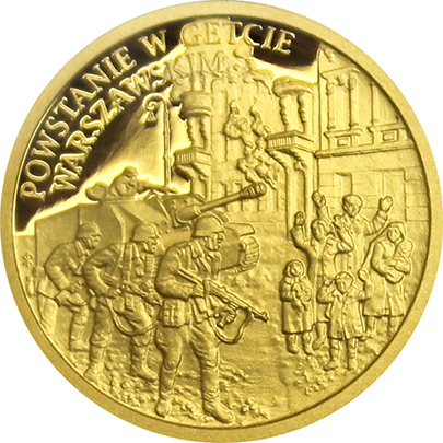 Přední strana Zlatá mince Válečný rok 1943 - Povstání ve varšavském ghettu 2018 Proof