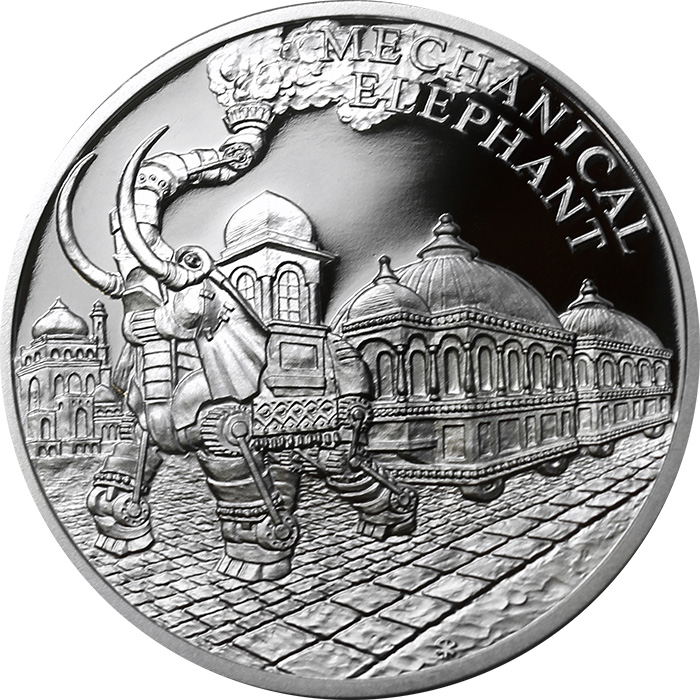 Stříbrná mince Fantastický svět Julese Verna - Ocelový parní slon 2018 Proof