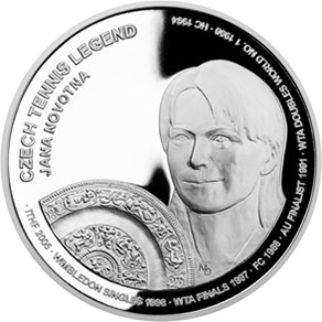 Stříbrná mince České tenisové legendy - Jana Novotná 2018 Proof